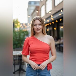 W5 Medium Blouse One Shoulder Top Blouse